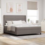 Lit Box Spring vidaXL avec Matelas & LED Taupe 180x200 cm Tissu