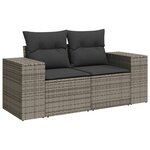 vidaXL Salon de jardin 11 Pièces avec coussins gris résine tressée