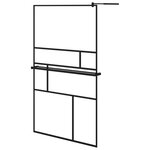 vidaXL Paroi de douche avec étagère Noir 115x195cm Verre ESG&Aluminium