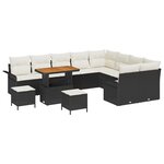 vidaXL Ensemble de canapé de jardin 12 pièces avec coussins en rotin poly noir acacia