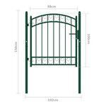 vidaXL Portail de clôture avec dessus arqué Acier 100x100 cm Vert