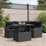 Ensemble de Canapé Jardin 5 Pièces avec Coussins Rattan Polyéthylène Noir