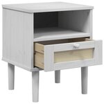 vidaXL Table de chevet SENJA aspect de rotin blanc bois de pin massif