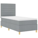 vidaXL Lit box spring avec matelas gris clair simple en tissu