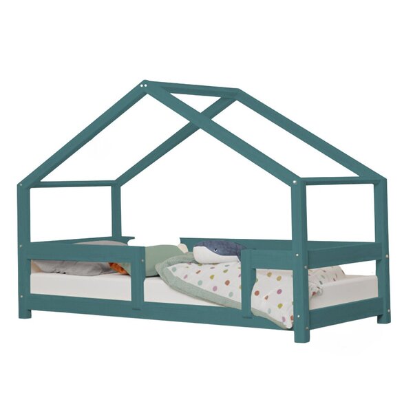 Lit cabane enfant LUCKY 120 x 200 vert pétrole