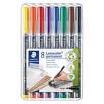 Stylo feutre permanent staedtler lumocolor 'dry safe' couleurs assorties 0 6 mm - pochette de 8