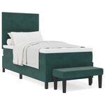 vidaXL Lit à ressort avec matelas et banc vert foncé 90x190 cm velours