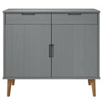vidaXL Buffet MOLDE Gris 90x40x80 cm Bois massif de pin