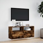 vidaXL Meuble TV mural avec lumières LED chêne fumé 100x31x45 cm