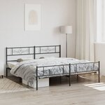 vidaXL Cadre de lit métal sans matelas avec pied de lit noir 180x200cm