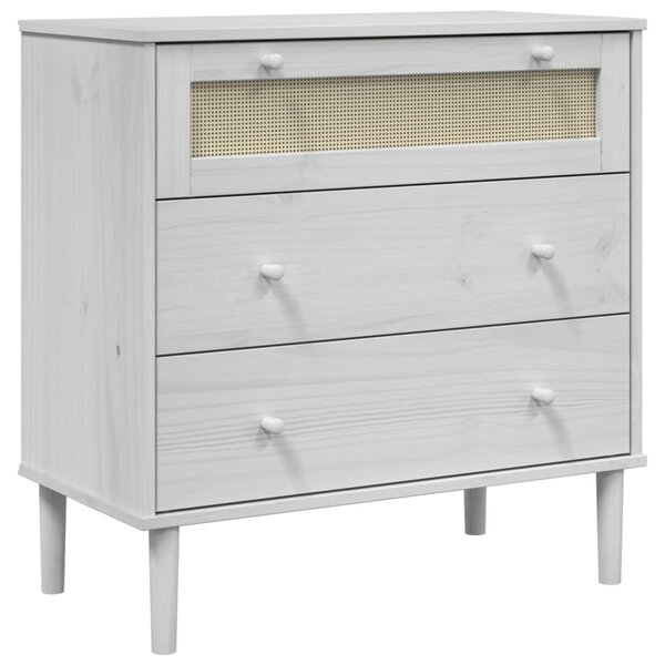 vidaXL Commode SENJA aspect de rotin blanc bois de pin solide