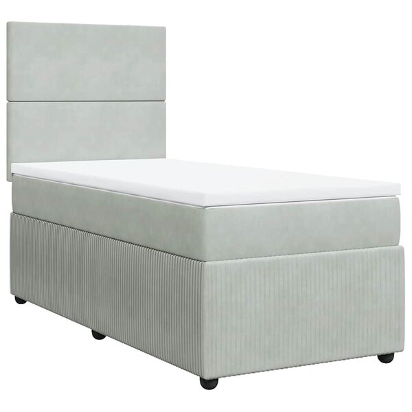 vidaXL Sommier à lattes de lit et matelas Gris clair 100x200cm Velours
