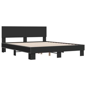 vidaXL Cadre de lit noir 160x200 cm bois d'ingénierie et métal