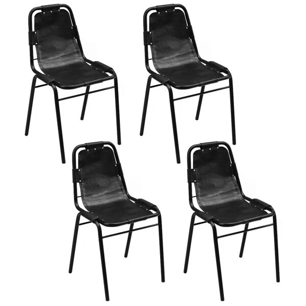 vidaXL Chaises à manger lot de 4 noir cuir véritable