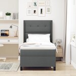 Lit à ressorts vidaXL avec matelas et LED en gris foncé  80x200 cm en tissu