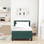 Lit à ressorts vidaXL avec matelas et LED Vert foncé 90x200 cm Velours