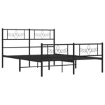 vidaXL Cadre de lit métal avec tête de lit/pied de lit noir 120x190 cm