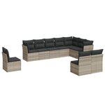 vidaXL Salon de jardin avec coussins 10 Pièces gris clair résine tressée