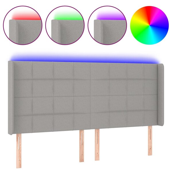 vidaXL Tête de lit à LED Gris clair 183x16x118/128 cm Tissu