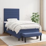 vidaXL Sommier à lattes de lit avec matelas Bleu 80x200 cm Tissu