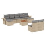 vidaXL Salon de jardin et coussins 10 Pièces mélange beige résine tressée