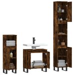 vidaXL Ensemble d'armoires de salle de bain 3 Pièces chêne fumé
