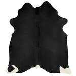 vidaXL Tapis en peau de vache véritable noir 180x220 cm