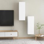 vidaXL Meubles TV 2 Pièces Blanc 30 5x30x90 cm Bois d’ingénierie