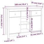 vidaXL Buffet Blanc 100x35x74 5 cm Bois massif de pin