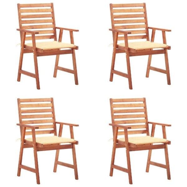 vidaXL Chaises à manger d'extérieur lot de 4 et coussins Acacia massif