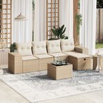 vidaXL Salon de jardin avec coussins 6 Pièces beige résine tressée