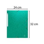 Chemises À Élastiques Carte Lustrée 3 Rabats Monobloc - Vert - X 50 - Exacompta