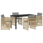 vidaXL Ensemble de salle à manger de jardin 5 pièces avec coussins en poly rotin beige