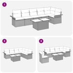 vidaXL Ensemble de Canapé de Jardin 7 Pièces avec Coussins Beige Rattan Poly