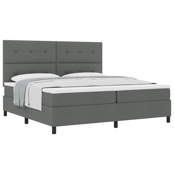 vidaXL Lit Box Spring avec Matelas Gris Foncé 200x200 cm en Tissu