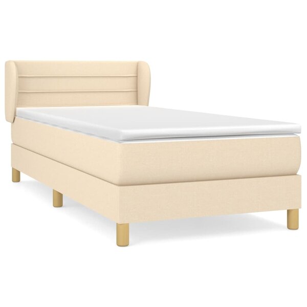 vidaXL Sommier à lattes de lit et matelas Crème 90x190 cm Tissu