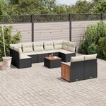 vidaXL Salon de jardin 10 Pièces avec coussins noir résine tressée