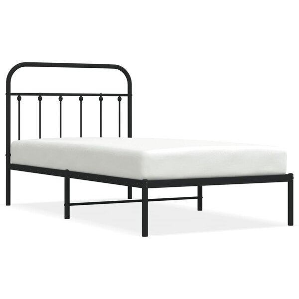 vidaXL Cadre de lit métal avec tête de lit noir 100x190 cm