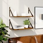 vidaXL Étagères murales 2Pièces chêne fumé 60x25x25 5cm bois d'ingénierie