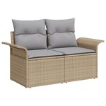 Ensemble de Canapé de Jardin 10 Pièces avec Coussins Beige Poly Rattan Acacia