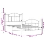vidaXL Cadre de lit métal sans matelas et pied de lit blanc 100x190 cm