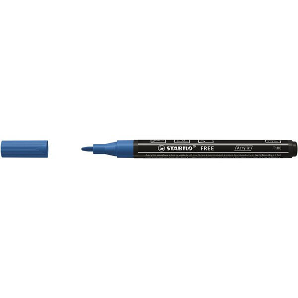 Marqueur pointe fine FREE acrylic T100 bleu foncé STABILO
