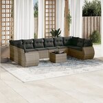 vidaXL Salon de jardin 11 Pièces avec coussins gris résine tressée