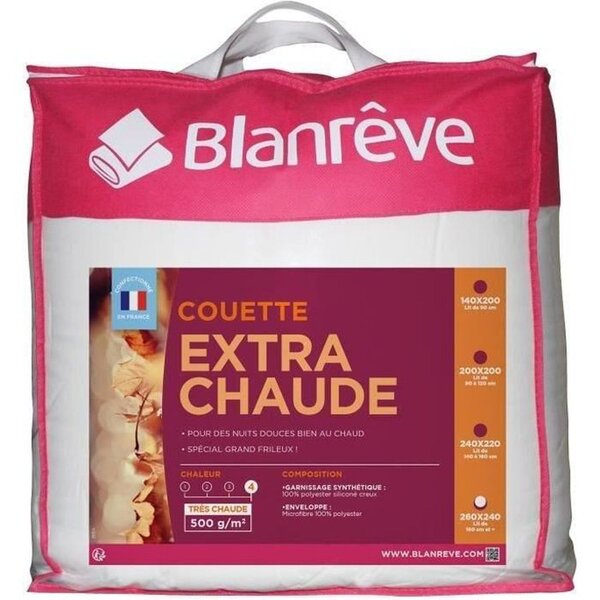 Couette extra chaude en microfibre 240 x 260 cm - Blanc