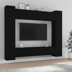 vidaXL Ensemble de meubles TV 8 Pièces Noir Bois d'ingénierie