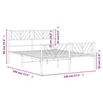 vidaXL Cadre de lit métal sans matelas avec pied de lit noir 140x190cm