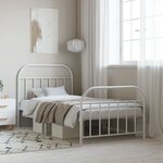vidaXL Cadre de lit métal avec tête de lit/pied de lit blanc 107x203cm