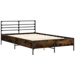 vidaXL Cadre de lit chêne fumé 140x190 cm bois d'ingénierie et métal