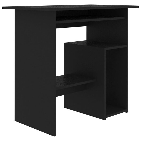 Bureau table poste de travail meuble d'ordinateur informatique étude 80 x 45 x 74 cm bois d’ingénierie noir 02_0023922