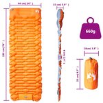 vidaXL Matelas de camping autogonflant avec oreiller 1 personne orange
